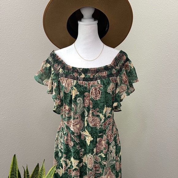 NWT - Jodifl Green boho paisley Garden Party Dress - Picture 13 of 14